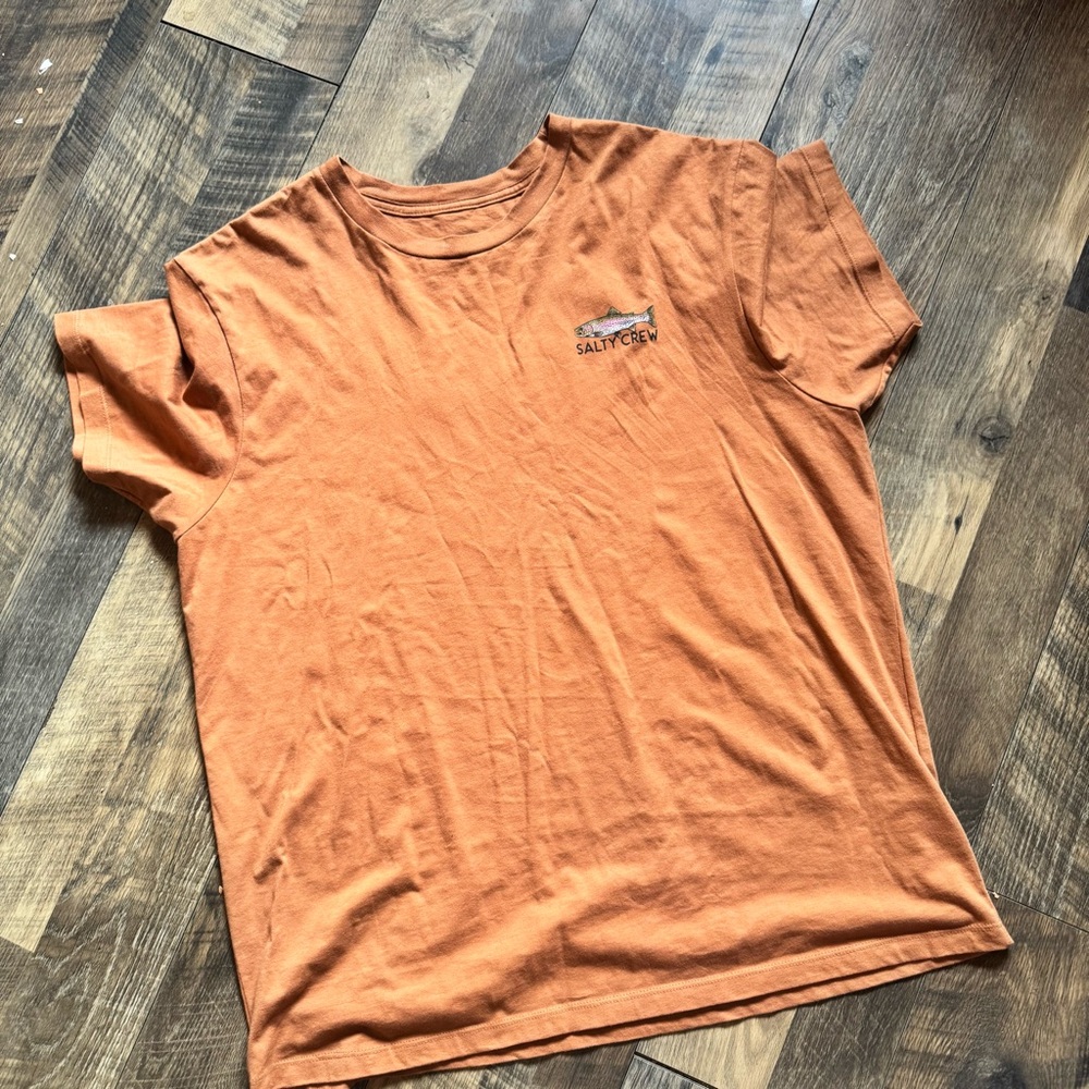 Salty Crew Men's Rust Orange Rainbrow Trout Short Sleeve Tee with Chest Logo